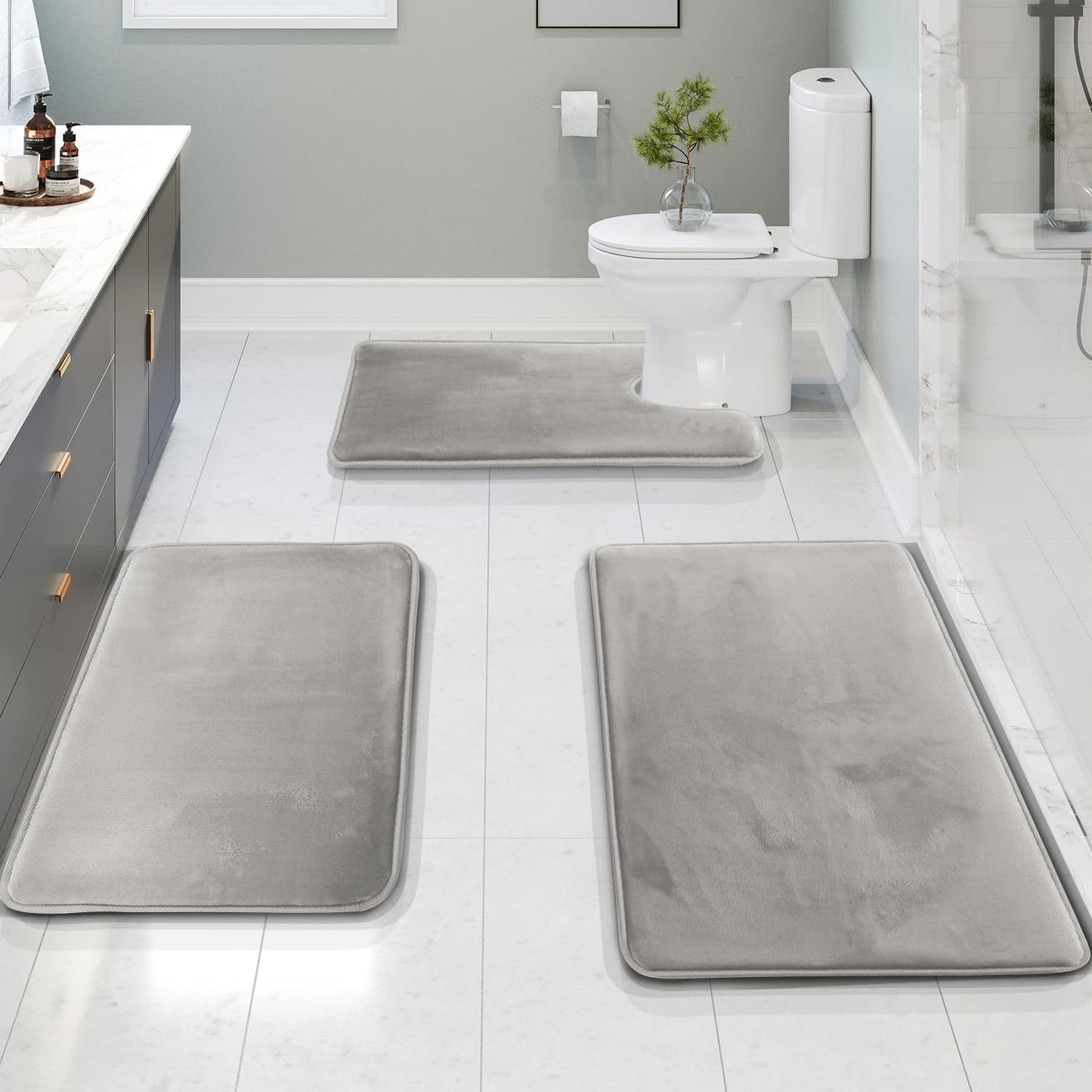 Juego de Alfombrillas de Baño de Espuma de Memoria Antideslizante Lavable | Selano