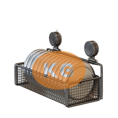 Juego de cestas de rejilla de pared con ventosa para frutas y verduras con estante ajustable de dos niveles