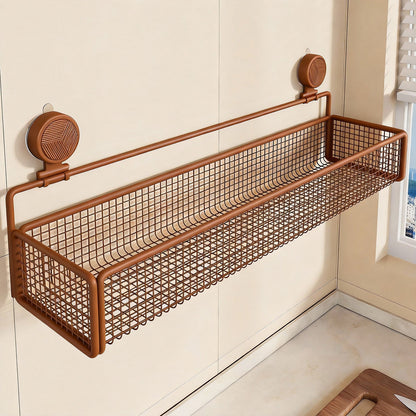 Juego de cestas de rejilla de pared con ventosa para frutas y verduras con estante ajustable de dos niveles