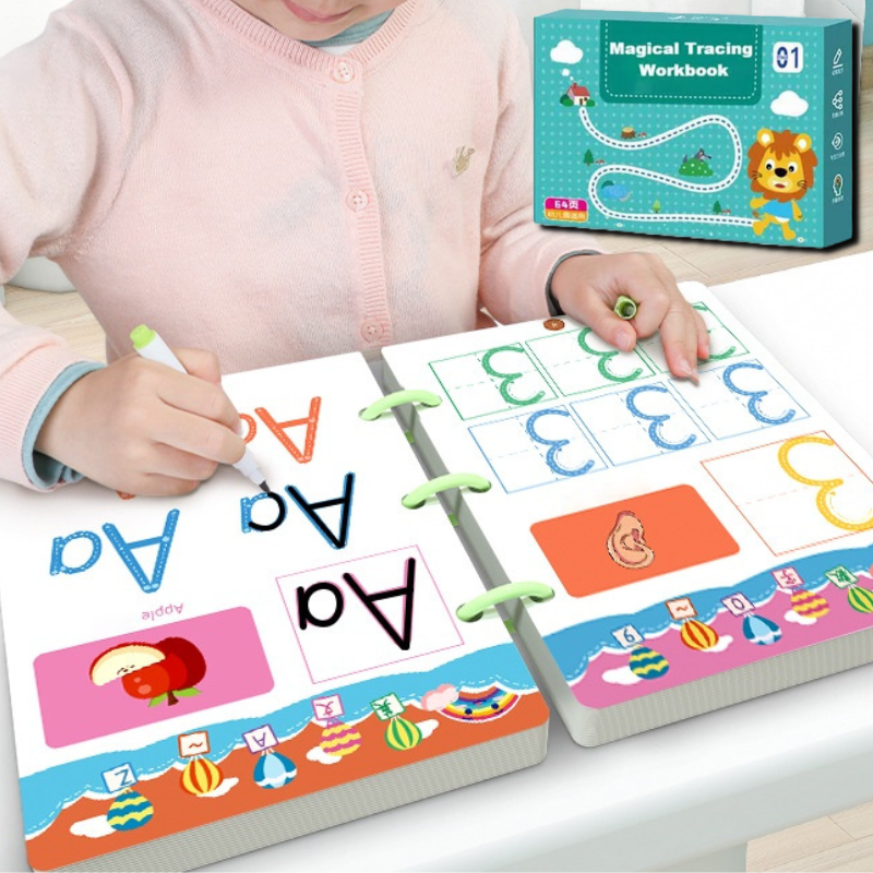 Juego de Cuadernos de Trazado Reutilizables para la Práctica Temprana de Escritura y Aprendizaje