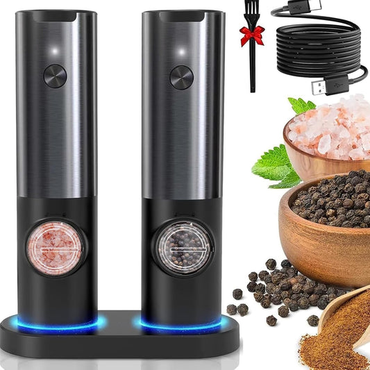 Juego de Molinillos de Sal y Pimienta Eléctricos Recargables