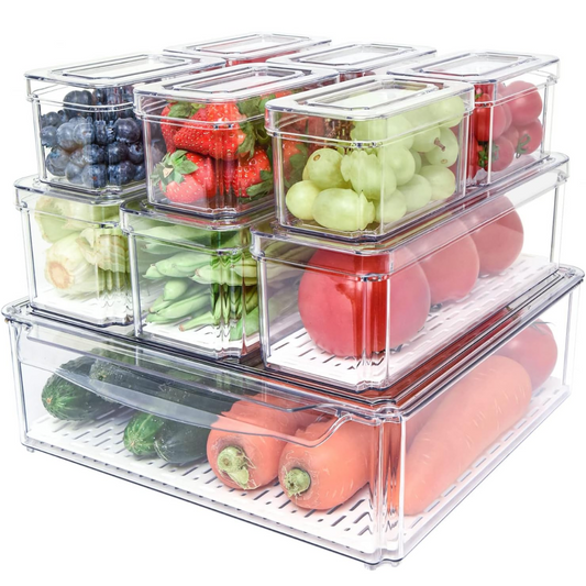 Juego de Organizadores Apilables para Nevera de 10 - FridgeMaster
