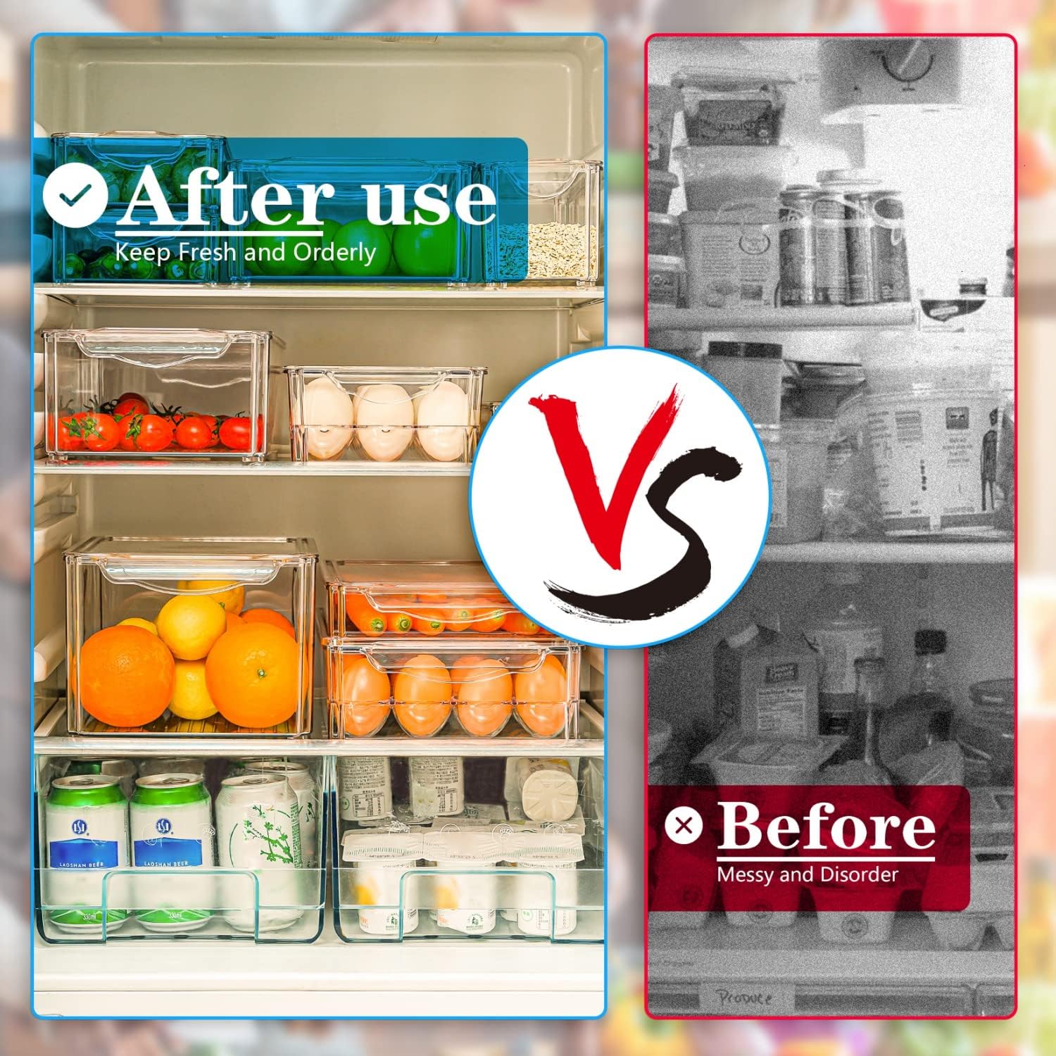 Juego de Organizadores Apilables para Nevera de 10 - FridgeMaster
