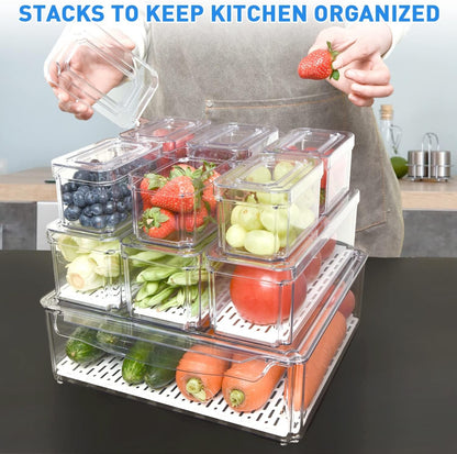 Juego de Organizadores Apilables para Nevera de 10 - FridgeMaster