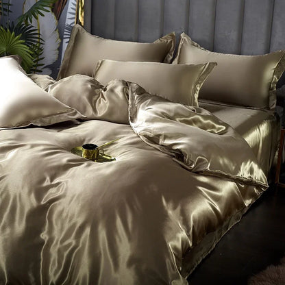 Juego de Ropa de Cama de Seda Satinada de Lujo - SilkElegance