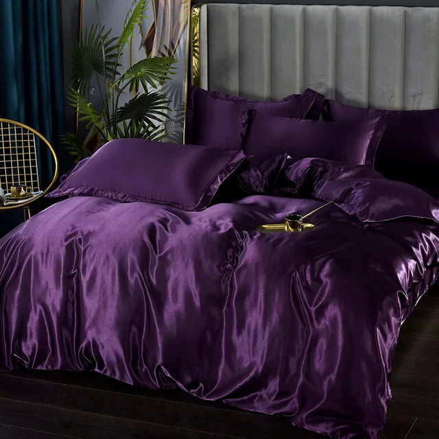 Juego de Ropa de Cama de Seda Satinada de Lujo - SilkElegance