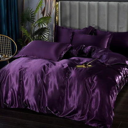 Juego de Ropa de Cama de Seda Satinada de Lujo - SilkElegance