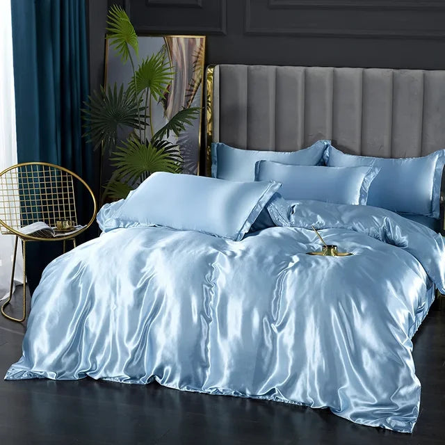 Juego de Ropa de Cama de Seda Satinada de Lujo - SilkElegance
