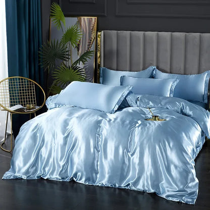 Juego de Ropa de Cama de Seda Satinada de Lujo - SilkElegance