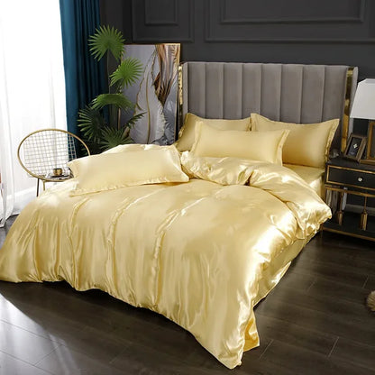Juego de Ropa de Cama de Seda Satinada de Lujo - SilkElegance