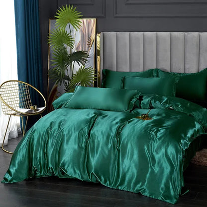 Juego de Ropa de Cama de Seda Satinada de Lujo - SilkElegance