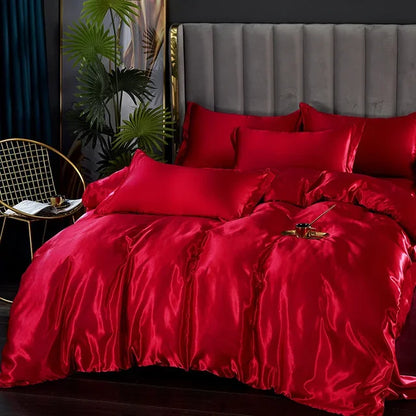 Juego de Ropa de Cama de Seda Satinada de Lujo - SilkElegance