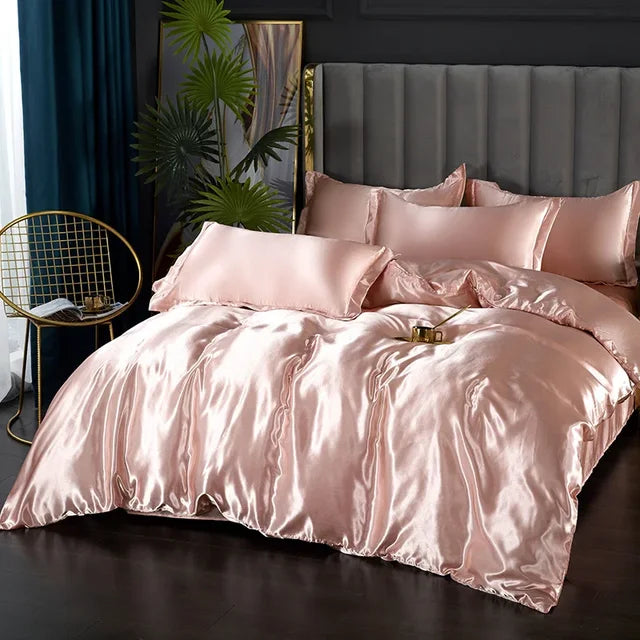 Juego de Ropa de Cama de Seda Satinada de Lujo - SilkElegance