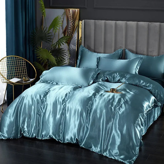 Juego de Ropa de Cama de Seda Satinada de Lujo - SilkElegance