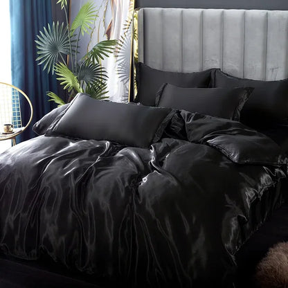 Juego de Ropa de Cama de Seda Satinada de Lujo - SilkElegance