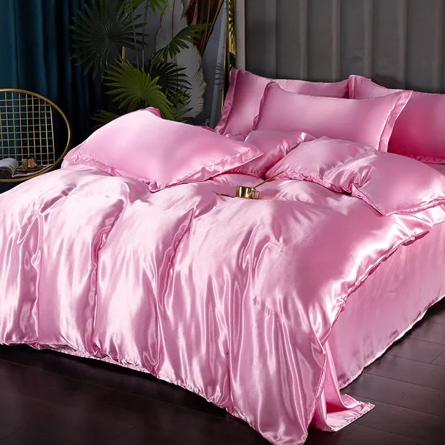 Juego de Ropa de Cama de Seda Satinada de Lujo - SilkElegance