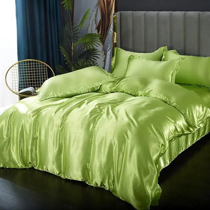 Juego de Ropa de Cama de Seda Satinada de Lujo - SilkElegance