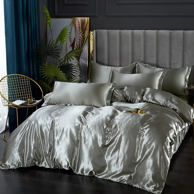 Juego de Ropa de Cama de Seda Satinada de Lujo - SilkElegance