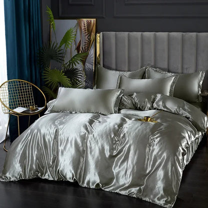 Juego de Ropa de Cama de Seda Satinada de Lujo - SilkElegance