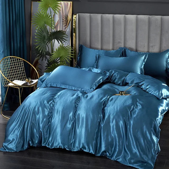 Juego de Ropa de Cama de Seda Satinada de Lujo - SilkElegance