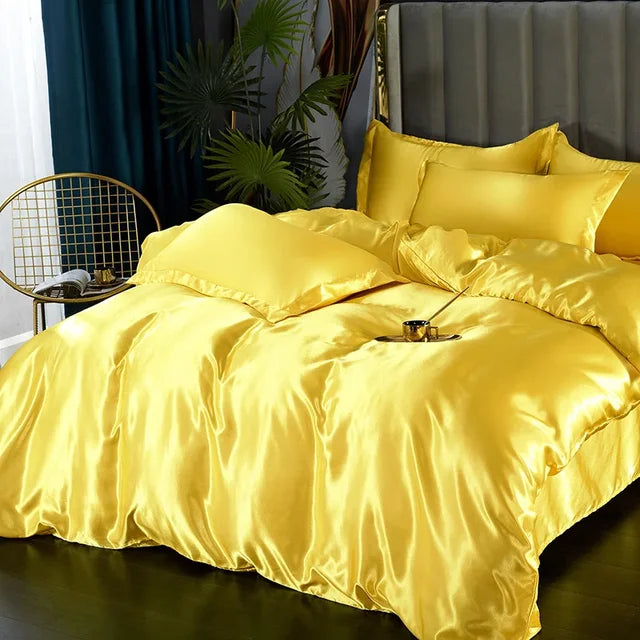 Juego de Ropa de Cama de Seda Satinada de Lujo - SilkElegance