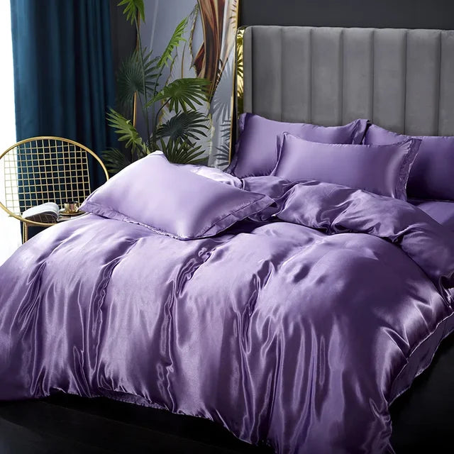 Juego de Ropa de Cama de Seda Satinada de Lujo - SilkElegance