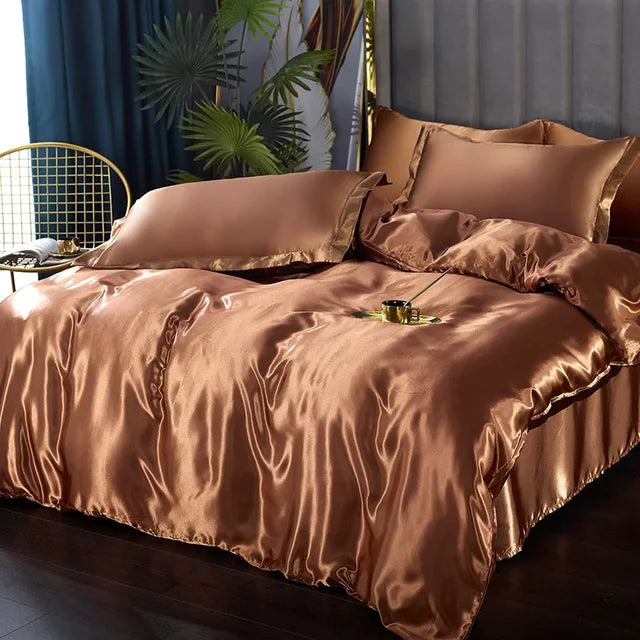 Juego de Ropa de Cama de Seda Satinada de Lujo - SilkElegance
