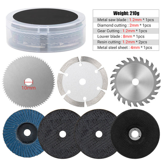 Juego de Sierras Eléctricas y Discos de Esmeril de 75MM (7 piezas) – para Tareas de Corte y Esmerilado Versátiles