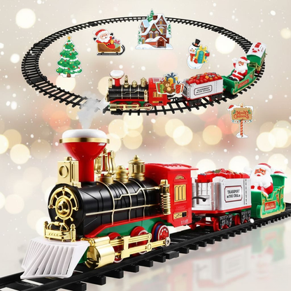 Juego de Tren Eléctrico de Navidad para Niños – Con Efecto de Humo, Luces y Sonidos Realistas (Regalo de Navidad)