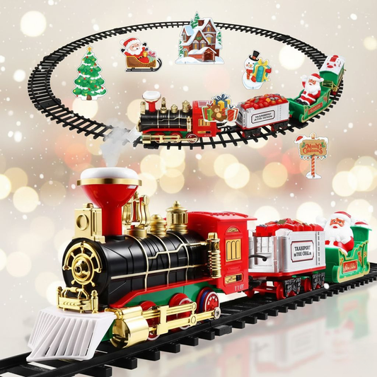 Juego de Tren Eléctrico de Navidad para Niños – Con Efecto de Humo, Luces y Sonidos Realistas (Regalo de Navidad)