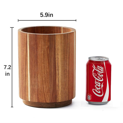 Juego de utensilios de cocina artesanales de madera de acacia con soporte para encimera
