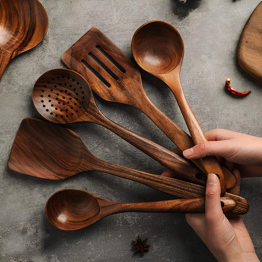 Juego de Utensilios de Cocina VierraSol en Madera Natural
