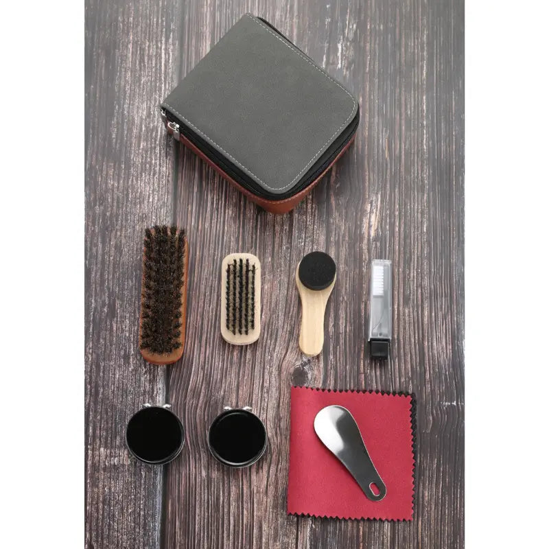 Kit de cuidado para zapatos de cuero de 9 piezas con cepillos de crin de caballo
