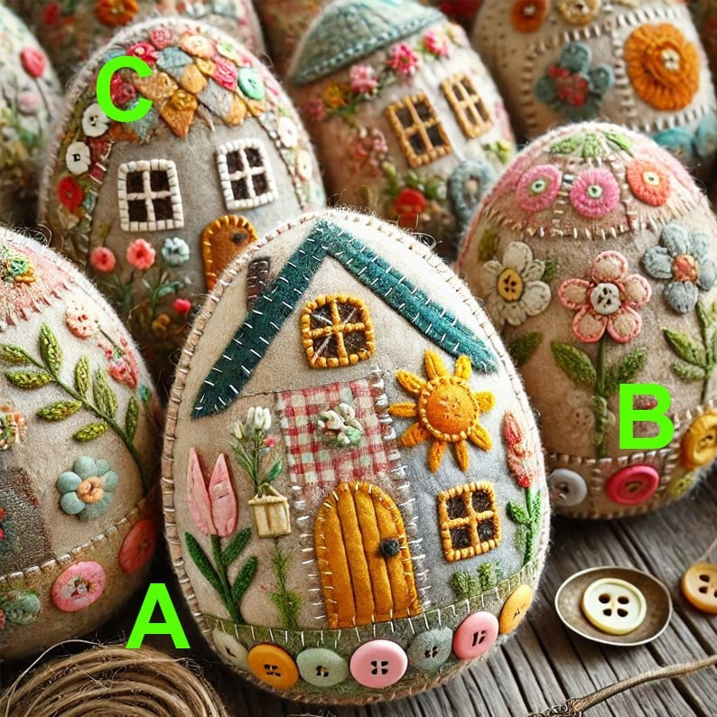 Kit de DIY Casa de Huevo de Fieltro en Patchwork
