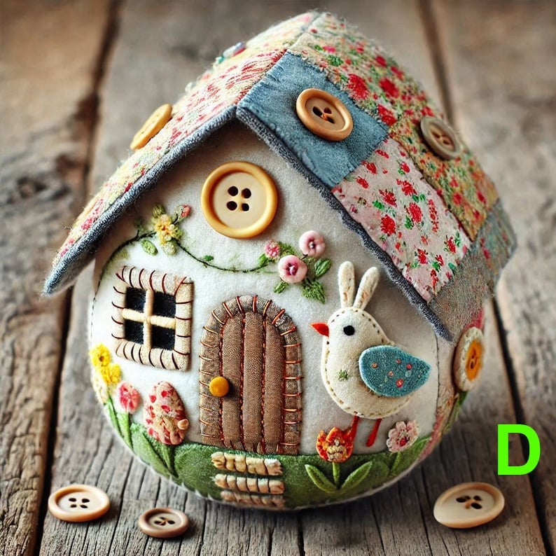 Kit de DIY Casa de Huevo de Fieltro en Patchwork