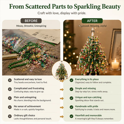 Kit DIY de árbol de Navidad con abalorios – Crea tu propia decoración navideña brillante