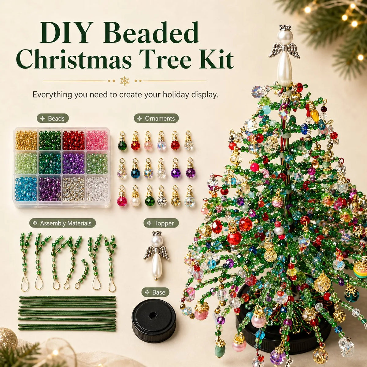 Kit DIY para árbol de Navidad de abalorios