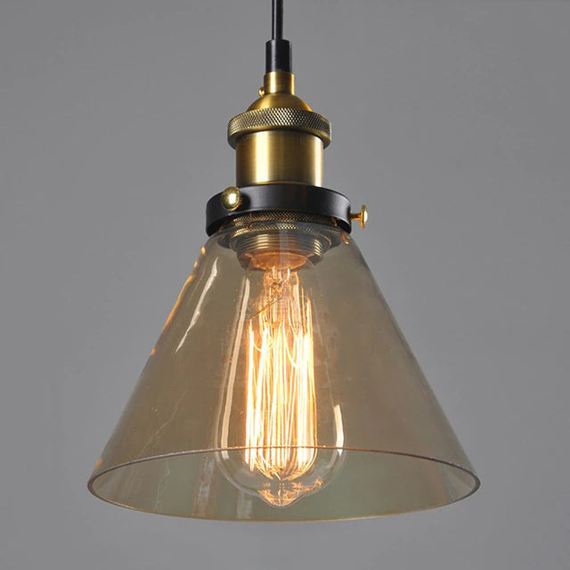 Lámpara Colgante Antigua de Vidrio en Estilo Vintage