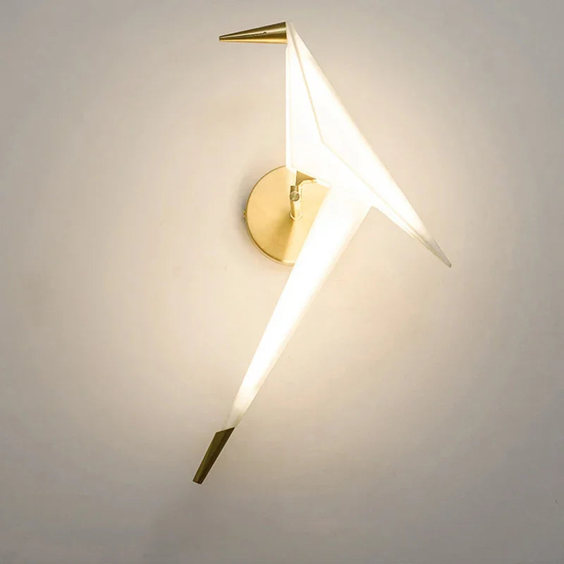Lámpara de Aplique de Pared Inusual con Grulla y Motivo de Papel