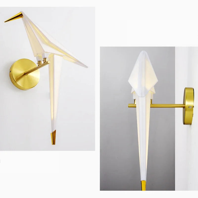 Lámpara de Aplique de Pared Inusual con Grulla y Motivo de Papel
