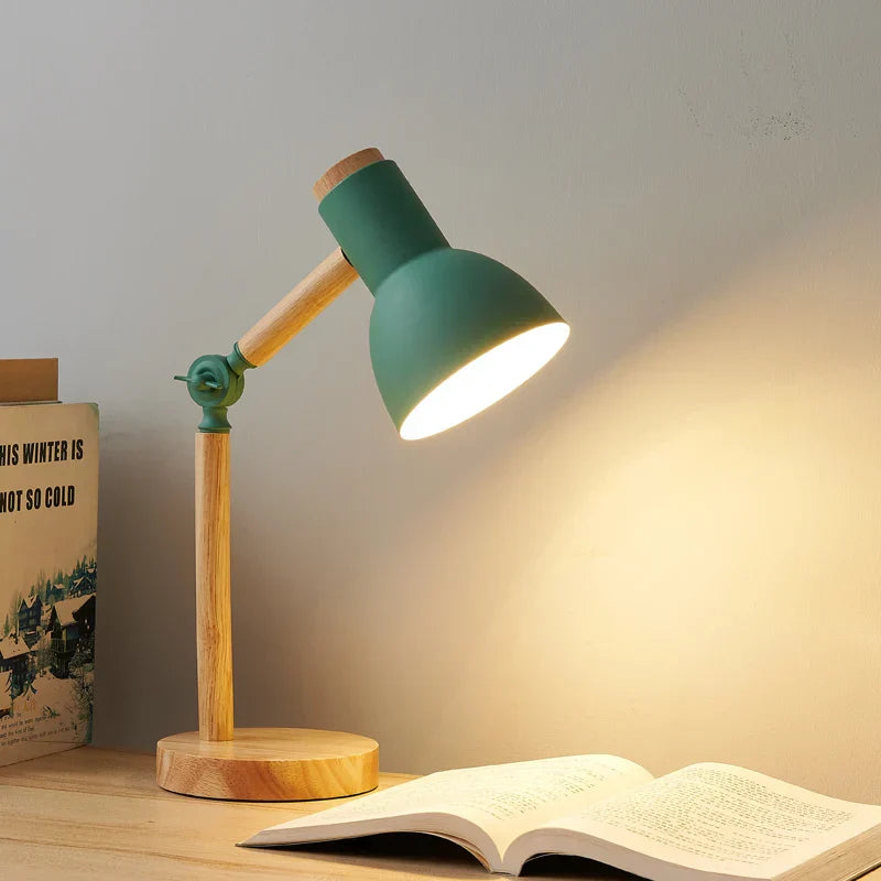 Lámpara de Escritorio de Madera Nórdica | Luz de Mesa Moderna Ajustable