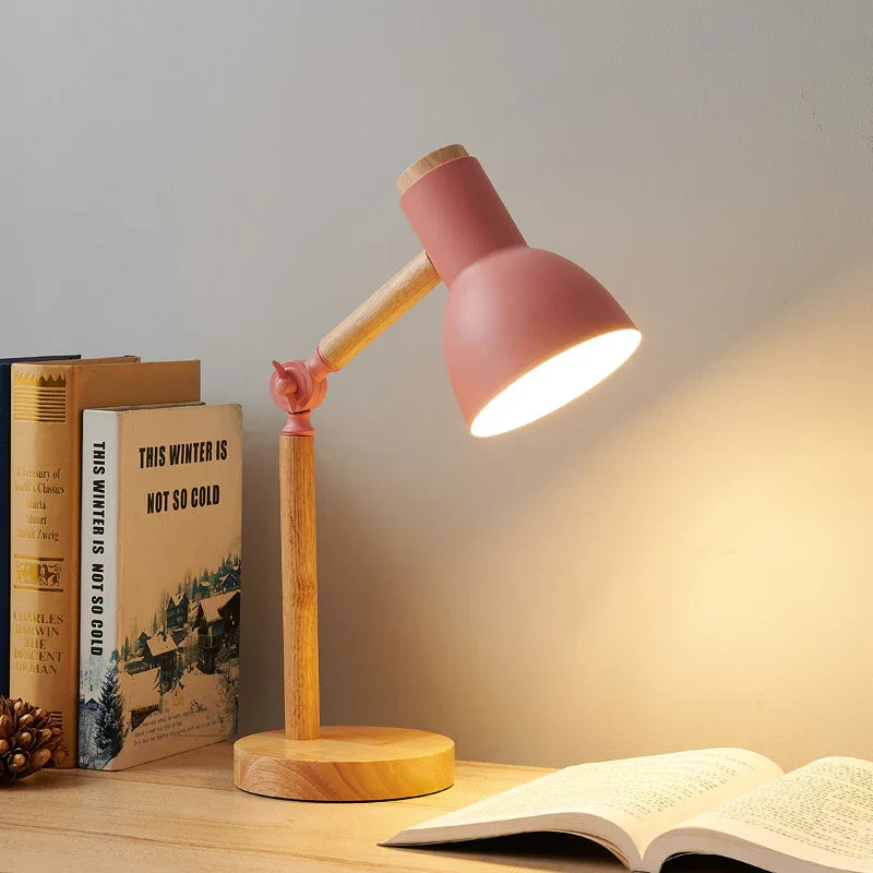 Lámpara de Escritorio de Madera Nórdica | Luz de Mesa Moderna Ajustable