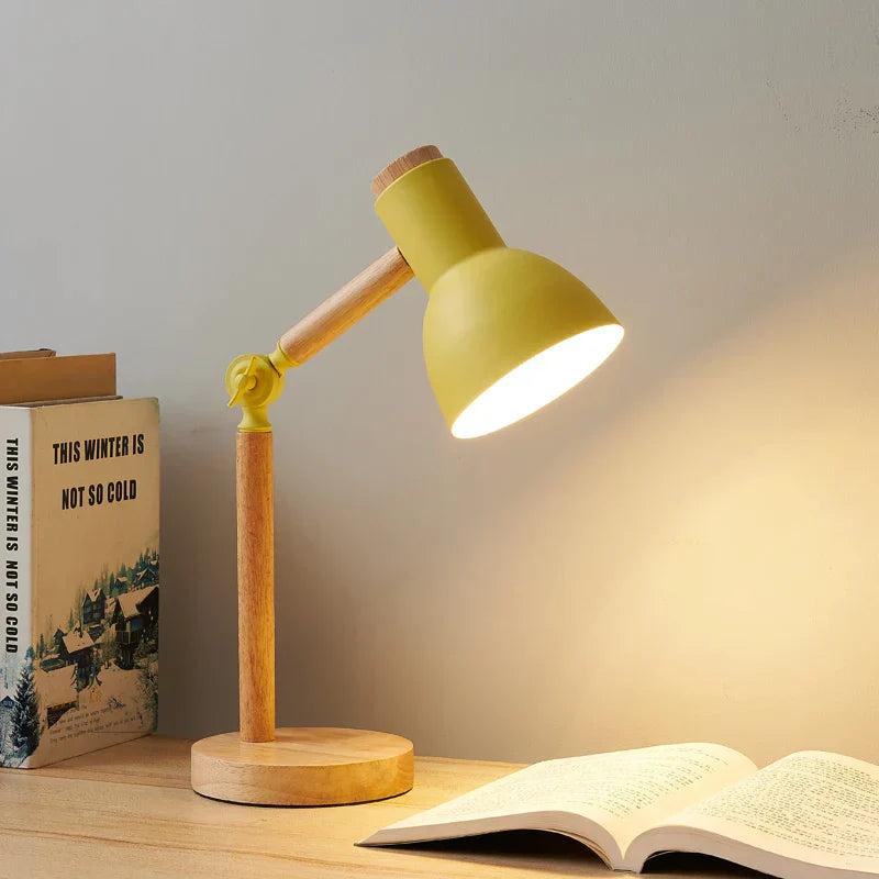 Lámpara de Escritorio de Madera Nórdica | Luz de Mesa Moderna Ajustable