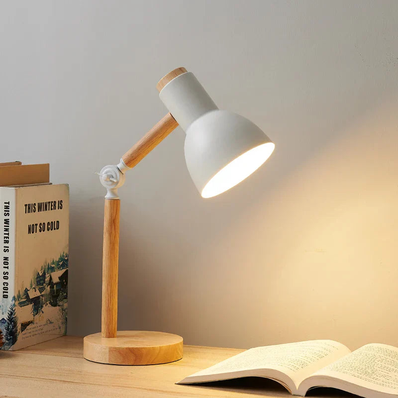 Lámpara de Escritorio de Madera Nórdica | Luz de Mesa Moderna Ajustable