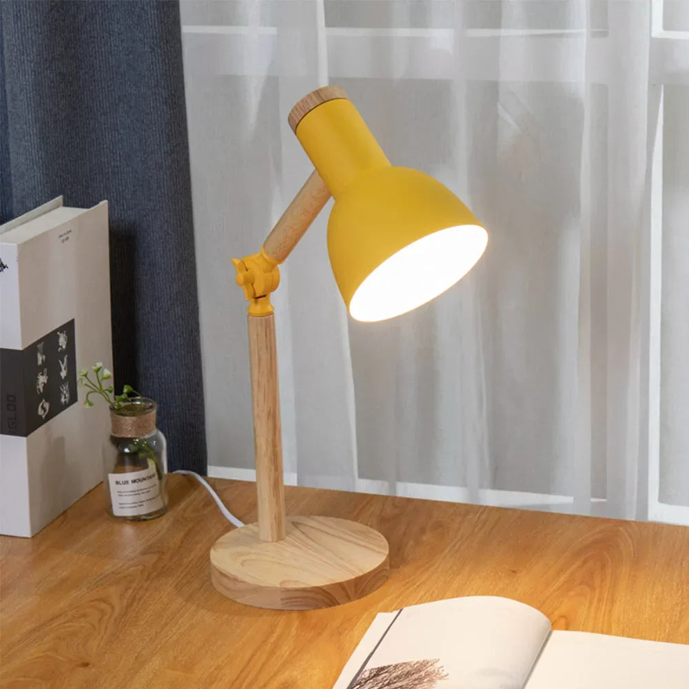 Lámpara de Escritorio de Madera Nórdica | Luz de Mesa Moderna Ajustable