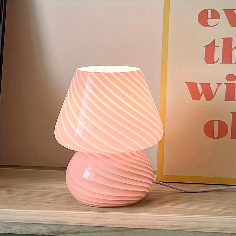 Lámpara de Hongo de Vidrio Estilo Murano | Luz de Mesa Regulable por USB