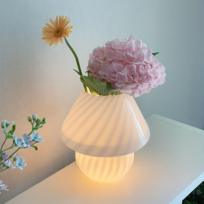 Lámpara de Hongo de Vidrio Estilo Murano | Luz de Mesa Regulable por USB