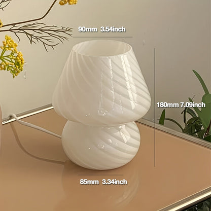 Lámpara de Hongo de Vidrio Estilo Murano | Luz de Mesa Regulable por USB