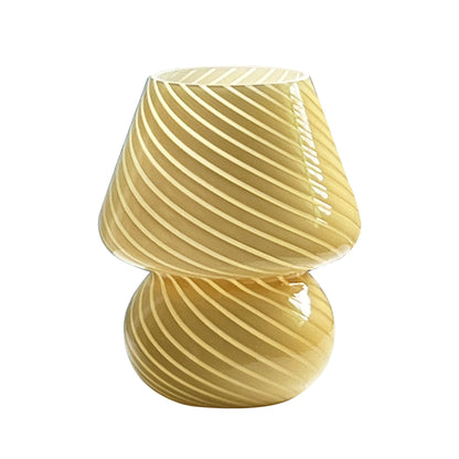 Lámpara de Hongo de Vidrio Estilo Murano | Luz de Mesa Regulable por USB