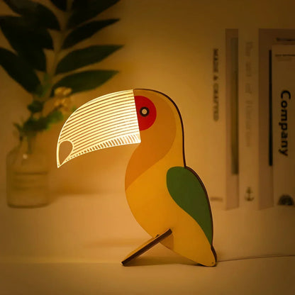 Lámpara de Mesa de Animales de Madera - WildGlow